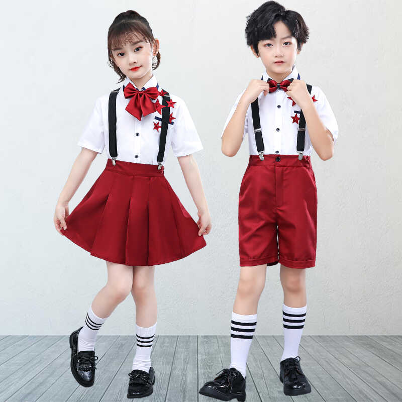 六一儿童演出服男童礼服背带裤中小学生表演服大合唱诗歌朗诵套装