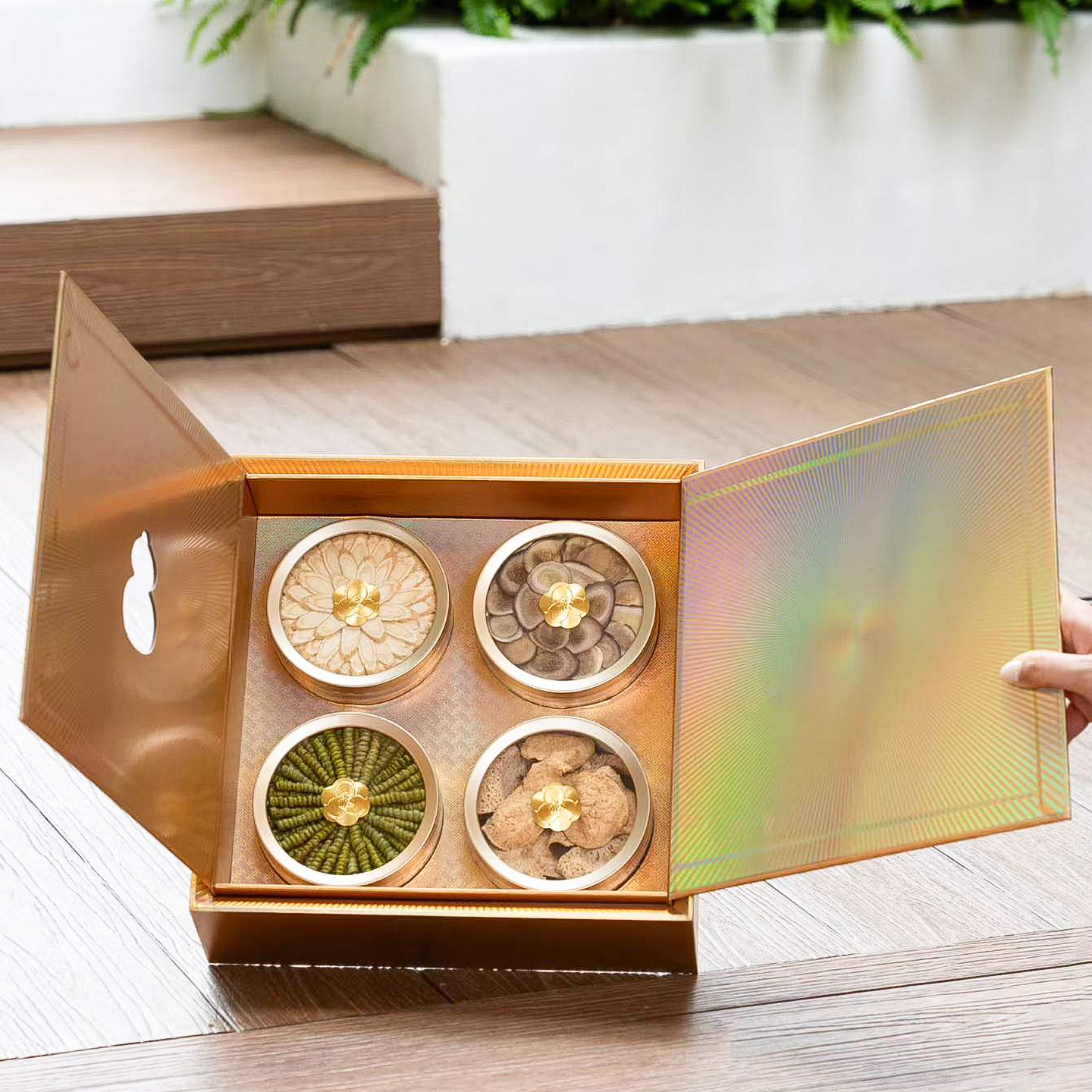 金韵福禄四拼金色礼品盒空盒