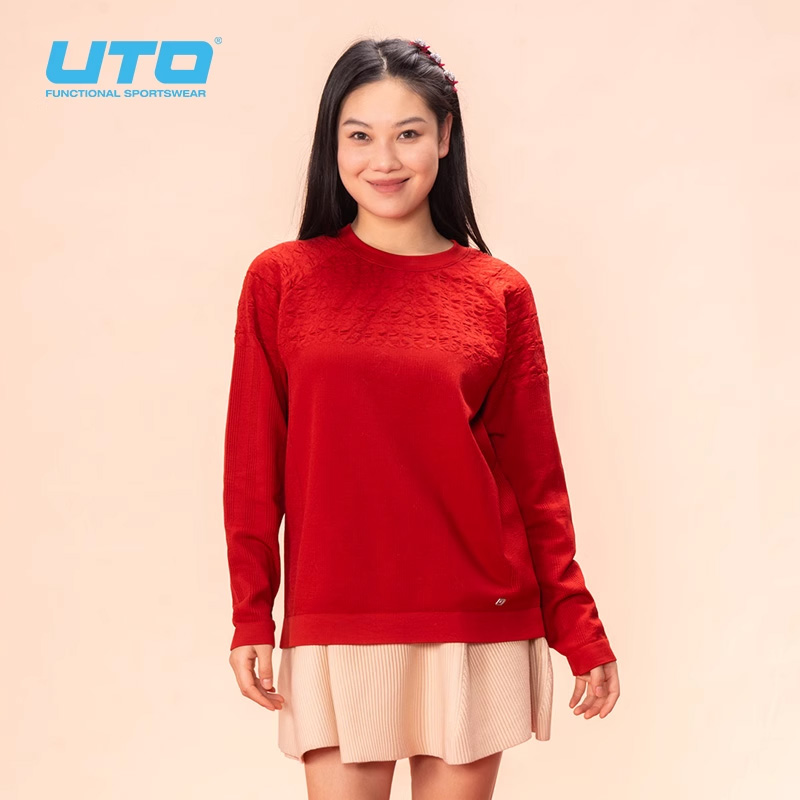 UTO悠途铜钱纹圆领运动长袖T恤