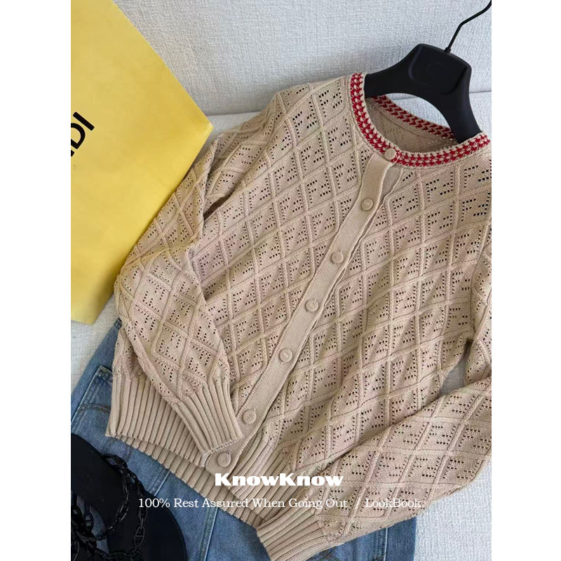 KnowKnow Closet. | 只做对版 温柔老钱米色镂空针织长袖开衫上衣