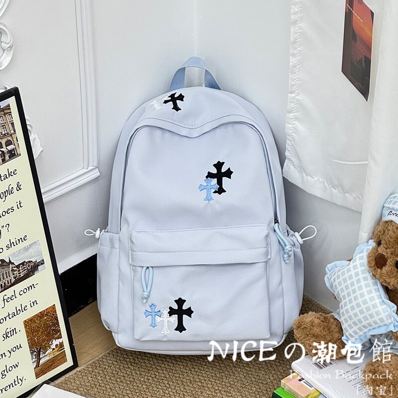Nice新款休闲旅行十字架刺绣双肩包韩版百搭学生书包