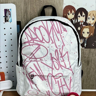 NICE新款 双肩包潮流涂鸦风日系书包初中女生上课补习通勤背包男