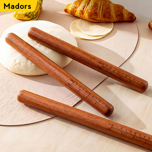 擀面杖红檀木家用食品级大小号擀面棍三件套擀饺子皮不粘烘焙神器