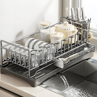 Madors碗架厨房不锈钢碗碟置物架家用碗碟收纳架多功能沥水碗盘架