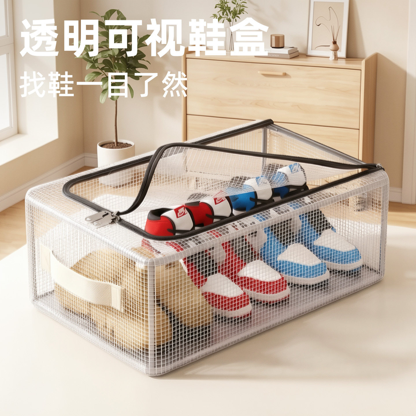 透明网纱鞋盒家用大容量透气防潮