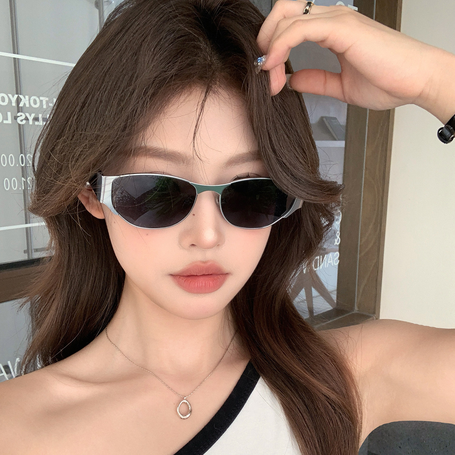 欧美风多边形太阳镜网红金属偏光墨镜女款潮高级感气质街拍凹造型