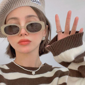 美式 复古奶茶色墨镜女小框潮网红凹造型街拍穿搭眼镜超A太阳镜ins