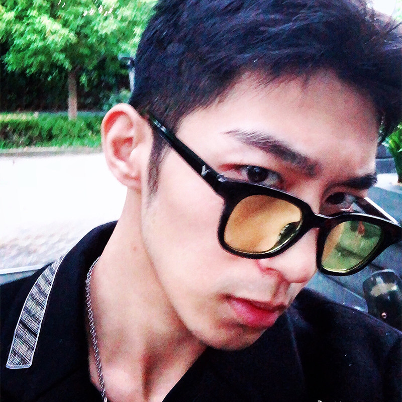 复古墨镜男方框韩版潮人蹦迪抖音网红同款太阳眼镜黄色镜片眼镜女