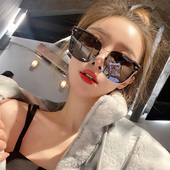 方框灰色墨镜女夏季 防晒网红酷防紫外线大脸显瘦眼镜韩版 潮太阳镜