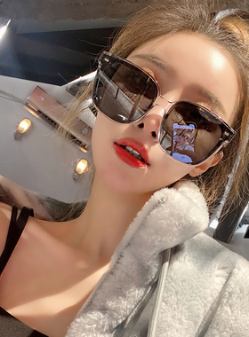 方框灰色墨镜女夏季防晒网红酷防紫外线大脸显瘦眼镜韩版潮太阳镜