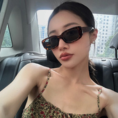 新款 复古小框太阳镜女欧美潮ins网红时尚 百搭凹造型墨镜防紫外线