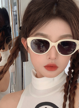 防紫外线网红黑白猫眼墨镜欧美风