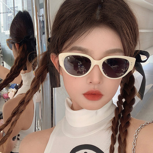 防紫外线网红黑白猫眼墨镜欧美风
