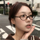2023新款 椭圆近视眼镜 网红街拍小框书呆子眼镜女豹纹时髦欧美个性