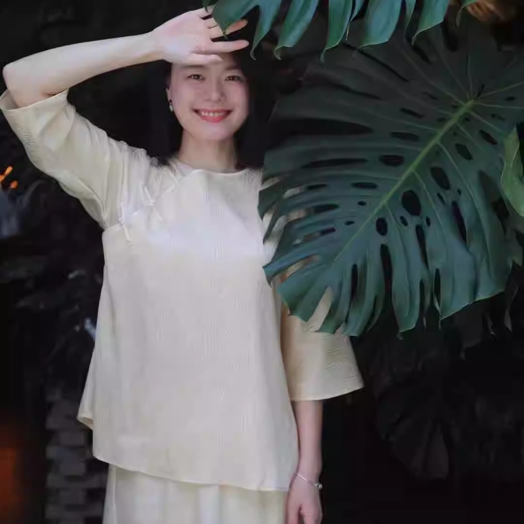 SONGYI新中式桑蚕丝肌理纹显瘦