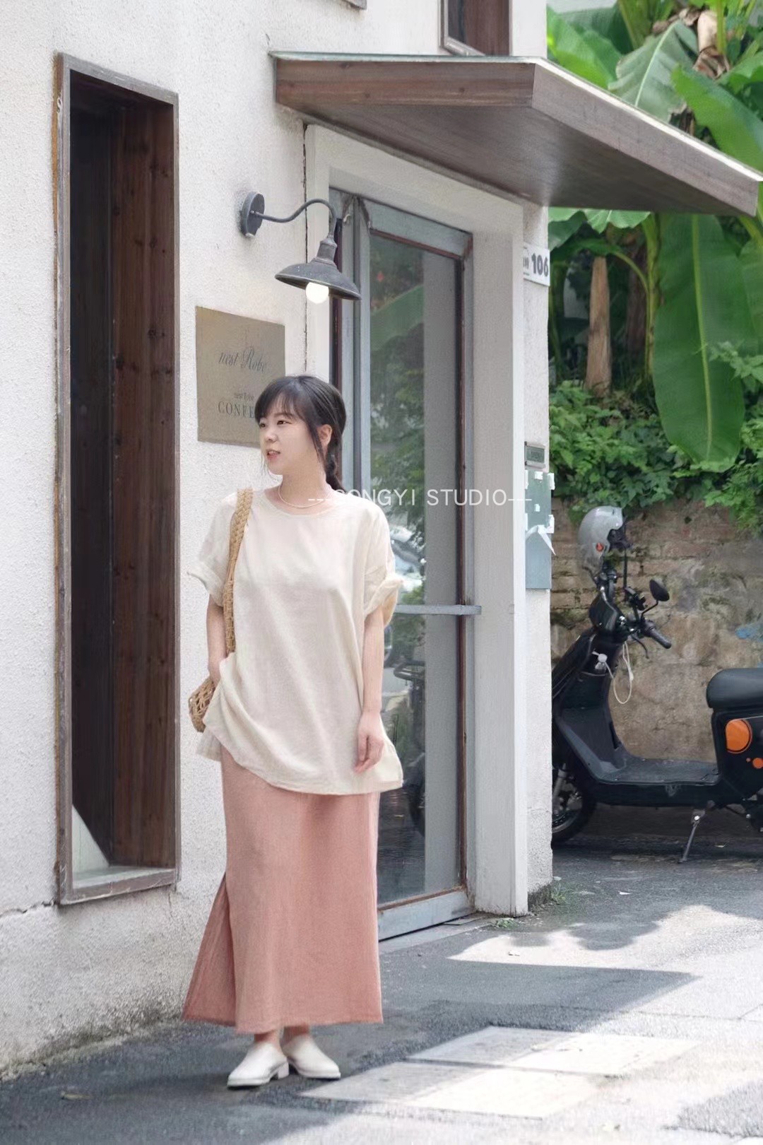 宽松中式短袖棉麻植物染