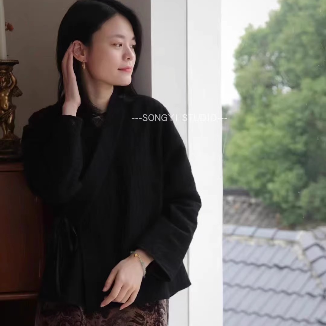 SONGYI新中式羊毛叉领百搭外套