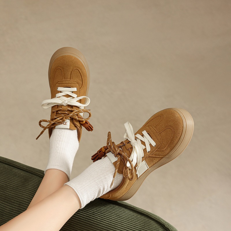 焦糖拿铁德训鞋双色鞋带饼干板鞋