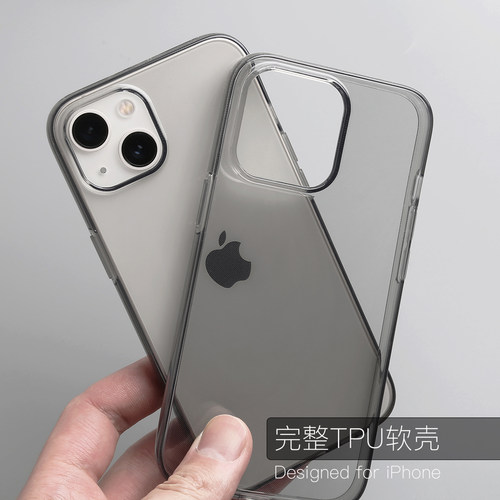 适用苹果iPhone15手机壳14ProMax全软硅胶13透明保护壳12全包保护套XR防摔防滑简约7/8Plus简单11透灰色男女
