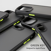 苹果iPhone16撞色手机壳15ProMax绿色按键新款 14轻奢13磨砂7 8Plus全包12简约11黑色英伦Xs防摔纯色SE