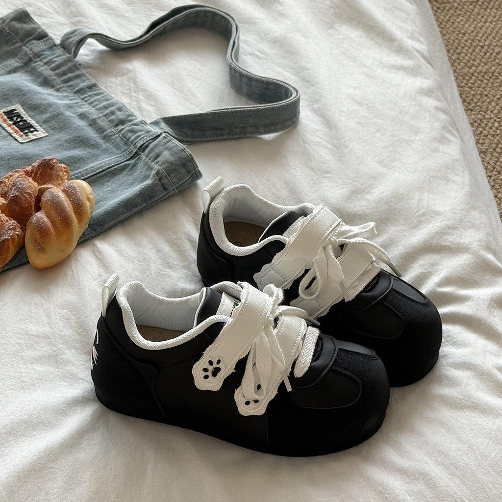 日系猫爪德训鞋女2026春季新款魔术贴百搭学生日常平底休闲运动鞋