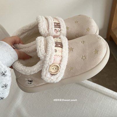 韩版加绒勃肯鞋厚底增高雪地靴