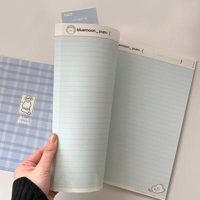 pupuhome横线【海洋pupu】ins蓝色B5拍纸本厚双面学习纸便签120g