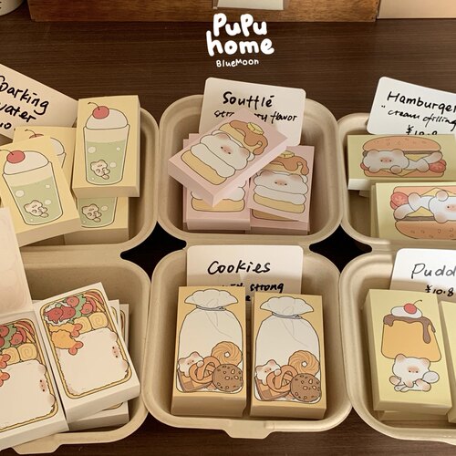 馒头猫【pupuhome食物系列】原创迷你便签手帐素材可爱小板砖
