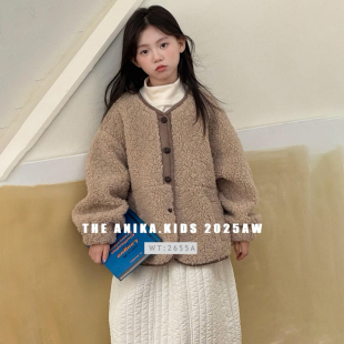 阿尼卡ANIKA童装2025秋冬新款女童外套韩版中大儿童宽松保暖棉衣