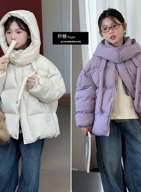 阿尼卡ANIKA2025冬新款女童羽绒服中大童中长款90白鸭绒棉衣外套