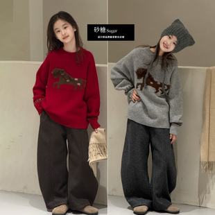 Jasper韩国波拉童装2025新年装冬款男女儿童毛衣韩版针织衫拜年装