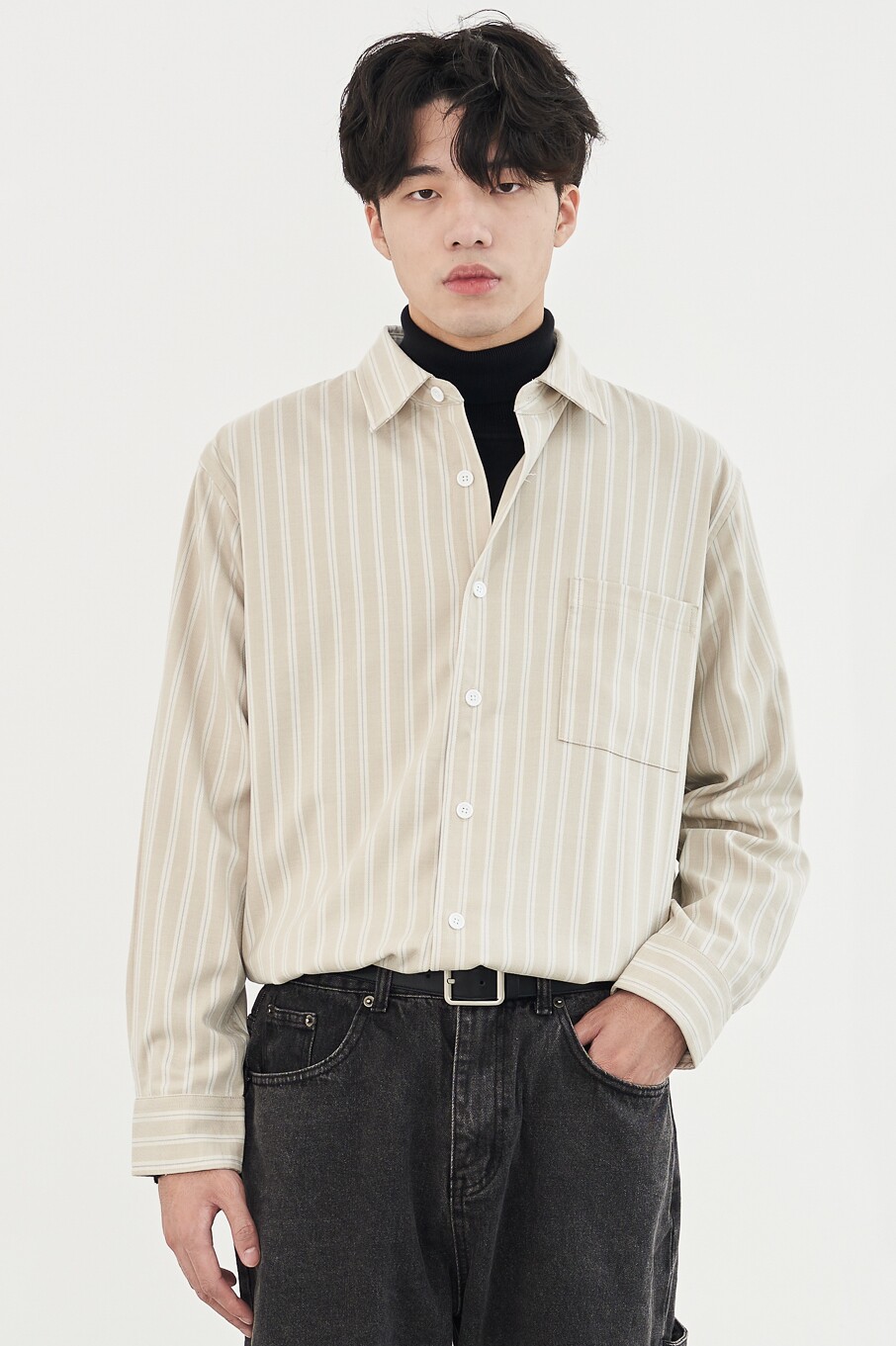 liberty kostume x 愧于是 秋季长袖免烫休闲条纹衬衫男