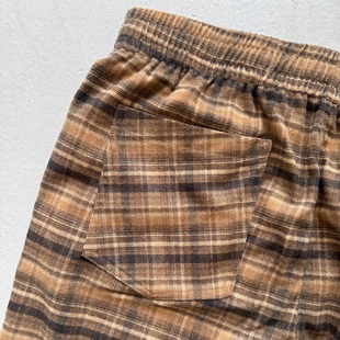 直筒休闲百搭棕色格纹裤 Liberty 仅1件 样板格子裤 男 Kostume