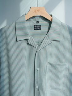 Liberty Kostume 衬衫斜纹高级感休闲短袖古巴领条纹男女士