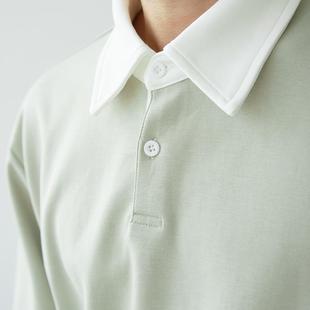 衫 polo长袖 绿色撞色秋冬马球翻领男女士 Kostume Liberty