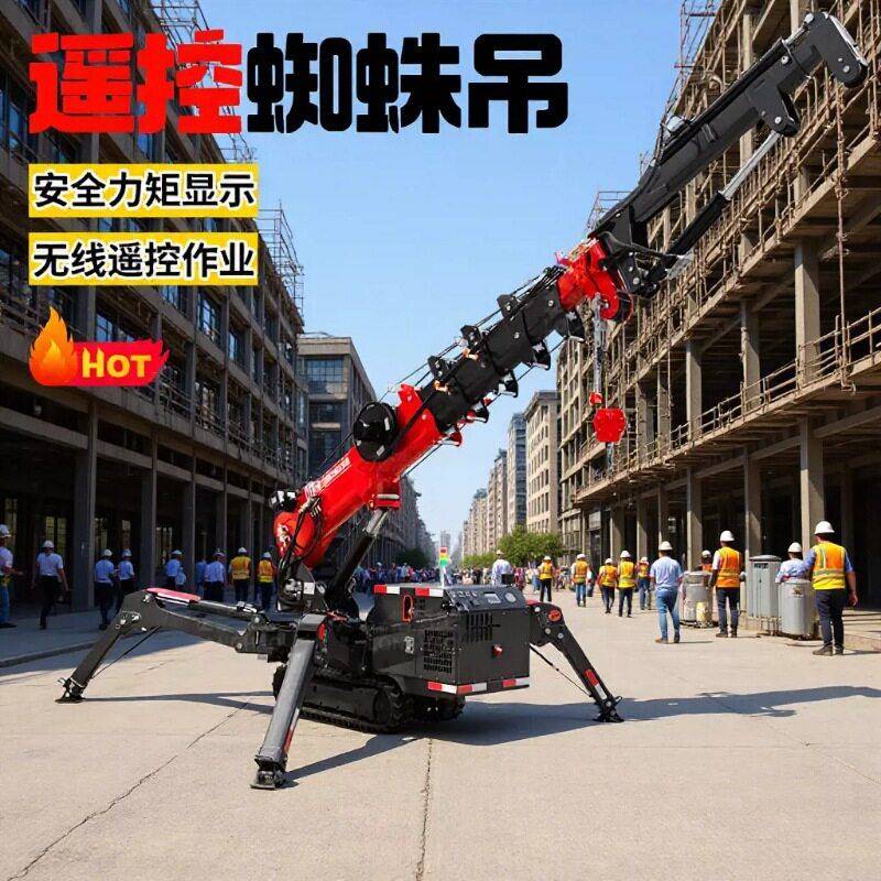蜘蛛吊吨厂家直供纯电型号油电带遥控履带行走折叠支腿蜘蛛吊车