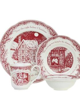 外贸出口英美Johnson Brothers圣诞系列餐盘平盘水罐碗装饰盘餐盘