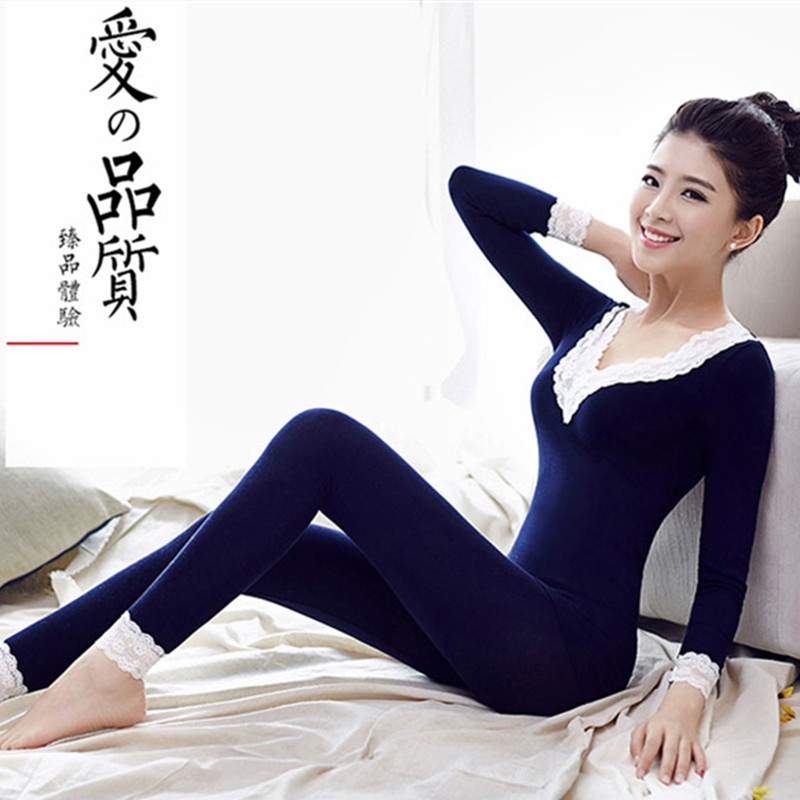 秋衣秋裤女纯棉套装薄款少女学生大码冬季紧身无缝美体保暖内衣女