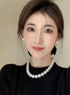 消失的她倪妮同款925银澳白珍珠项链女维纳斯珍珠法式珍珠锁骨链