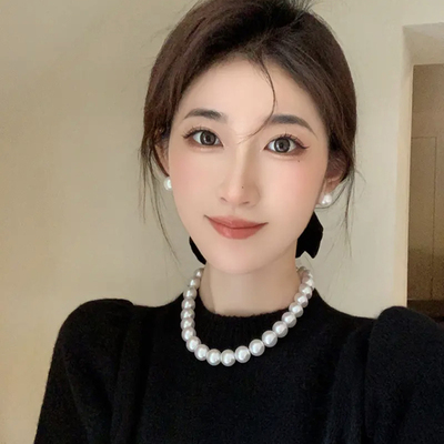 消失的她倪妮同款925银澳白珍珠项链女维纳斯珍珠法式珍珠锁骨链