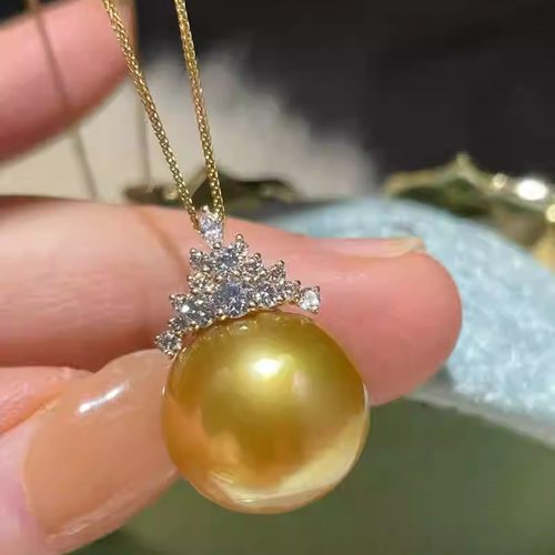 925银南洋金珠吊坠锁骨链女冰雪女王热巴同款珍珠吊坠深海澳母贝