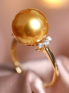 法式轻奢南洋金珠女戒菲律宾金珠戒指活口珍珠戒子经典小睫毛戒指