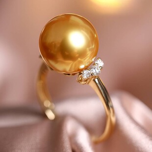 法式轻奢南洋金珠女戒菲律宾金珠戒指活口珍珠戒子经典小睫毛戒指