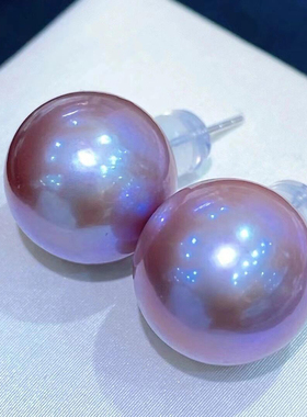s925银紫罗兰珍珠耳钉女紫珍珠耳饰女稀缺丁香紫薰衣草贵气老钱风