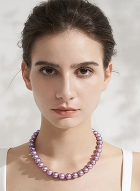 s925银紫罗兰珍珠项链紫珍珠颈链女礼物丁香紫珠贵气薰衣草老钱风