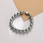 925银灰珍珠手链女真多麻手链铂金灰珍珠手串强光正圆法式 轻奢