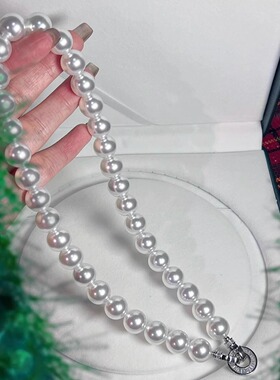 法式轻奢维纳斯冷光澳白珍珠项链925银澳白珍珠锁骨链女高级颈链