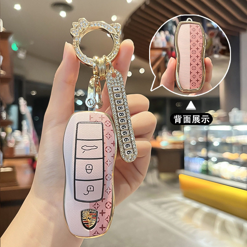 适用于保时捷汽车钥匙套Porsche卡宴帕拉梅拉车钥匙保护套扣包
