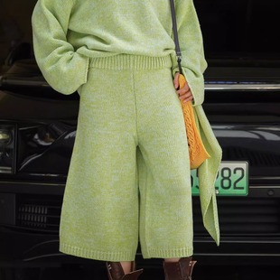 秋季新款韩式气质时尚羊毛针织套装阔腿七分宽松裤高级感显瘦女裤