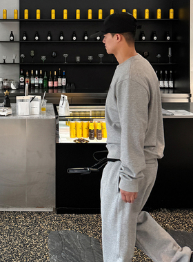 重磅卫衣套装男秋季新款潮牌宽松圆领套头针织衫百搭直筒休闲卫裤